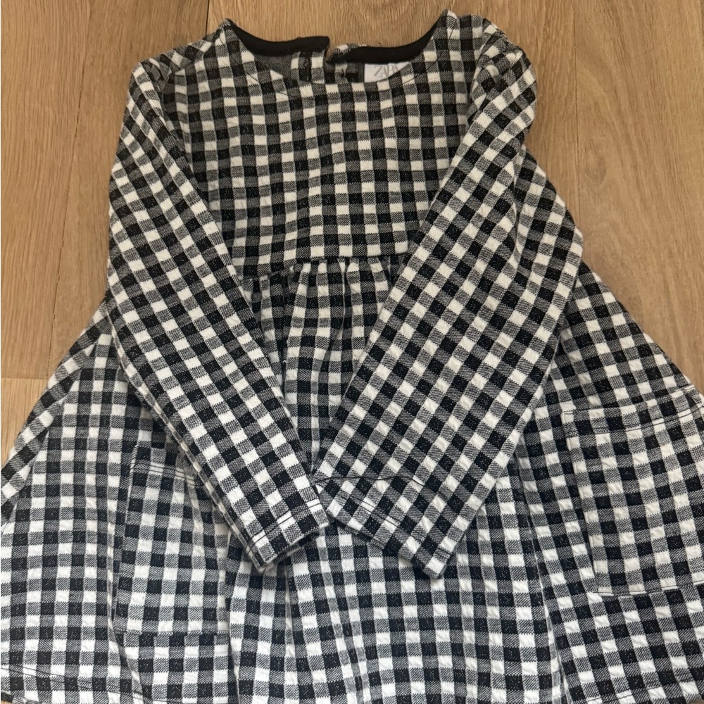 Zara Monochrome Checkered Dress